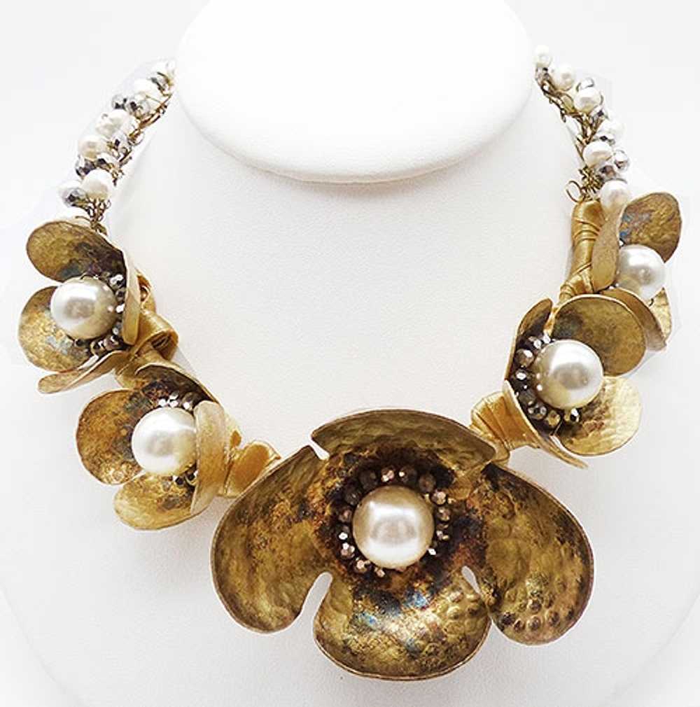 Vilaiwan Golden Flowers Pearl Necklace - image 1