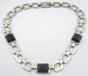 Victoria de Taxco Cony Sterling and Onyx Necklace - image 1