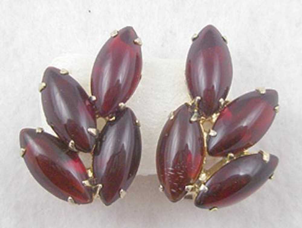 Red Glass Navette Earrings - image 1