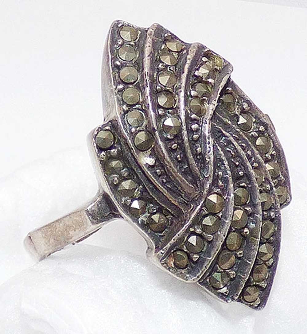 Sterling Silver Marcasite Ring - image 1