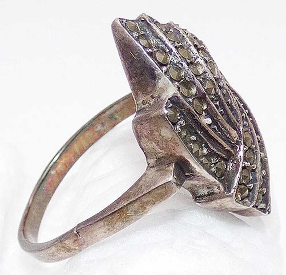 Sterling Silver Marcasite Ring - image 2