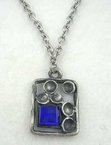 Postmodernist Artisan Studio Pewter Pendant with B