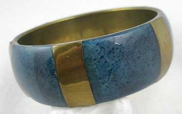 India Blue Enameled Brass Bangle - image 1