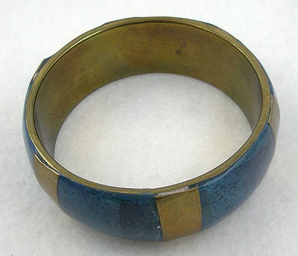 India Blue Enameled Brass Bangle - image 2