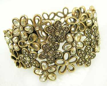 Oscar de la Renta Crystal Flowers Bracelet - image 1