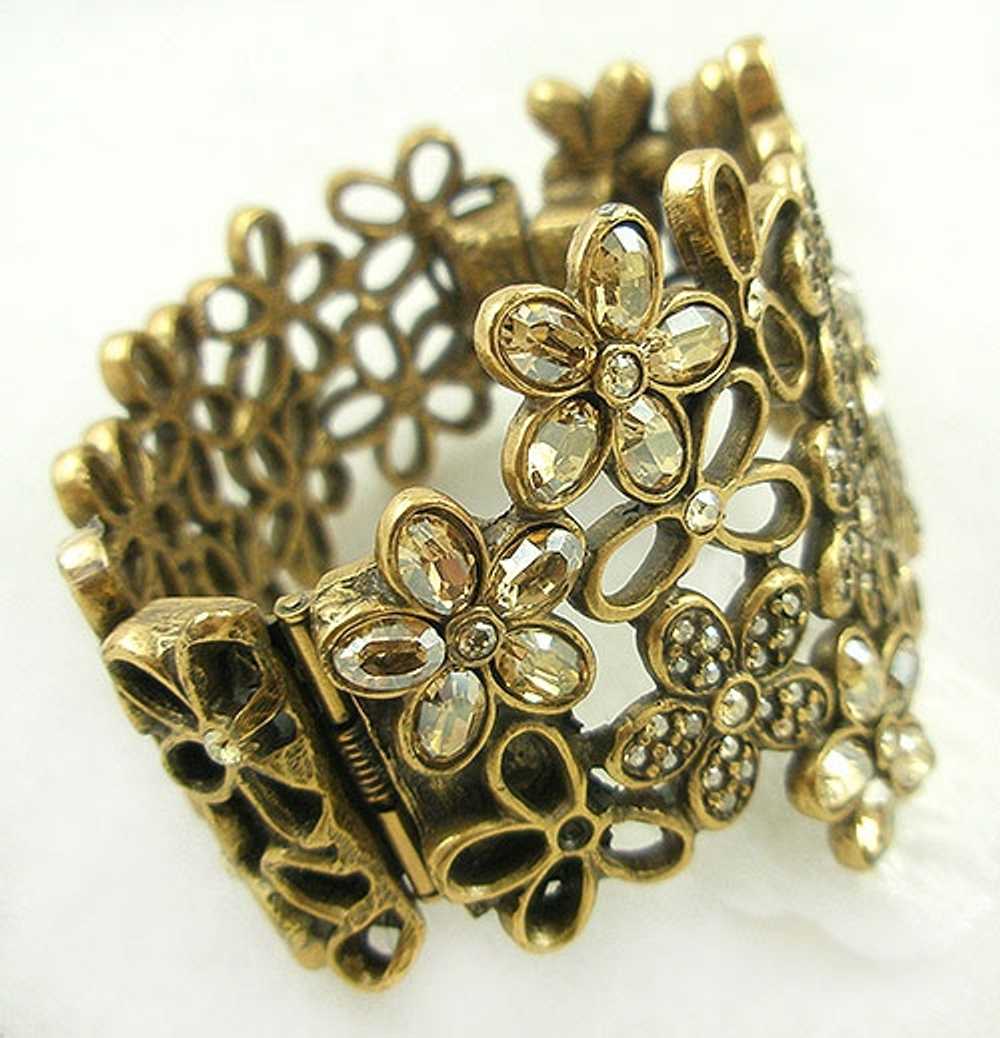 Oscar de la Renta Crystal Flowers Bracelet - image 2