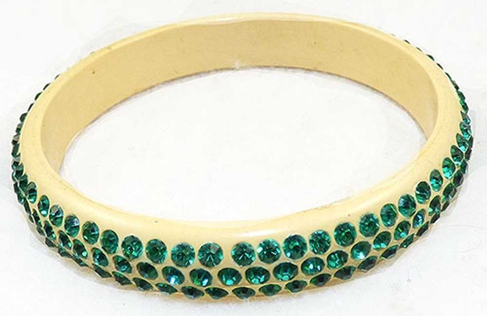 Green Rhinestone Celluloid Sparkle Bracelet - image 2