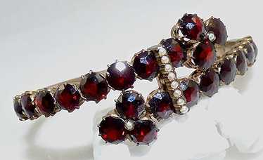 Victorian Garnet and Pearl Bypass Bracelet - image 1