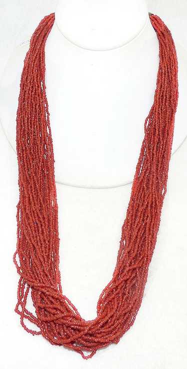 Simulated Red Coral Seed Bead Boho Necklace