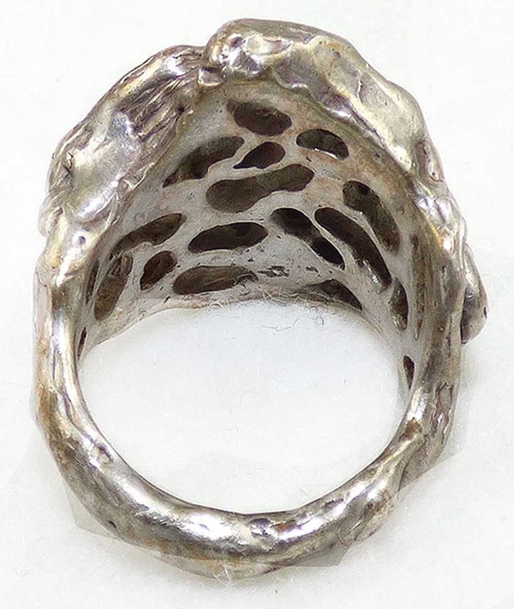 Mid Century Sterling Brutalist Ring - image 3