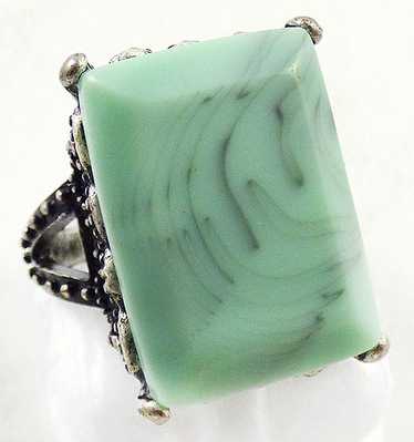 Mint Green Rectangular Fashion Ring