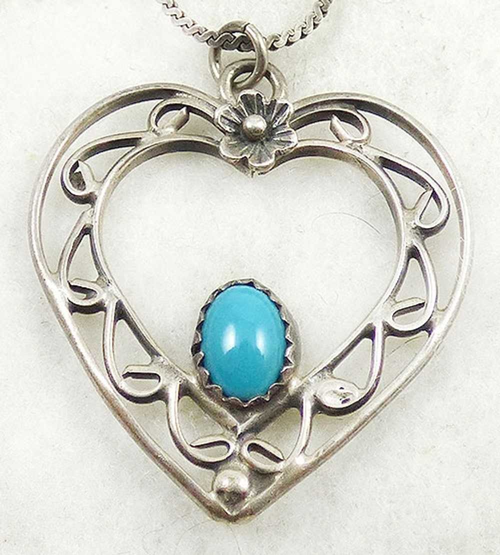 Silver Filigree Heart Pendant Necklace - image 1