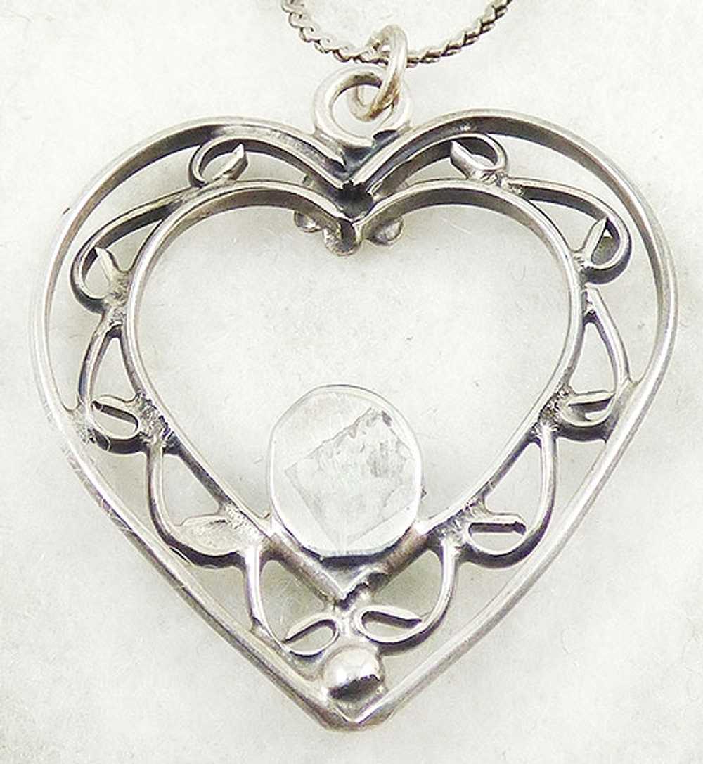 Silver Filigree Heart Pendant Necklace - image 2