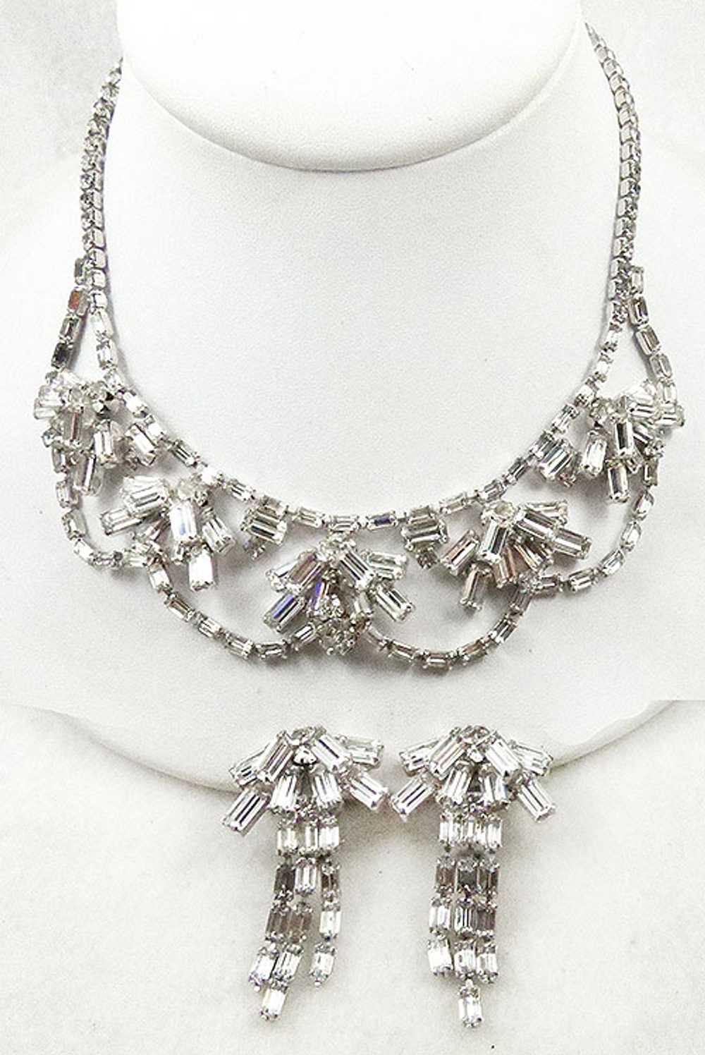 Joseph Wiesner Rhinestone Necklace Earrings Set - image 1