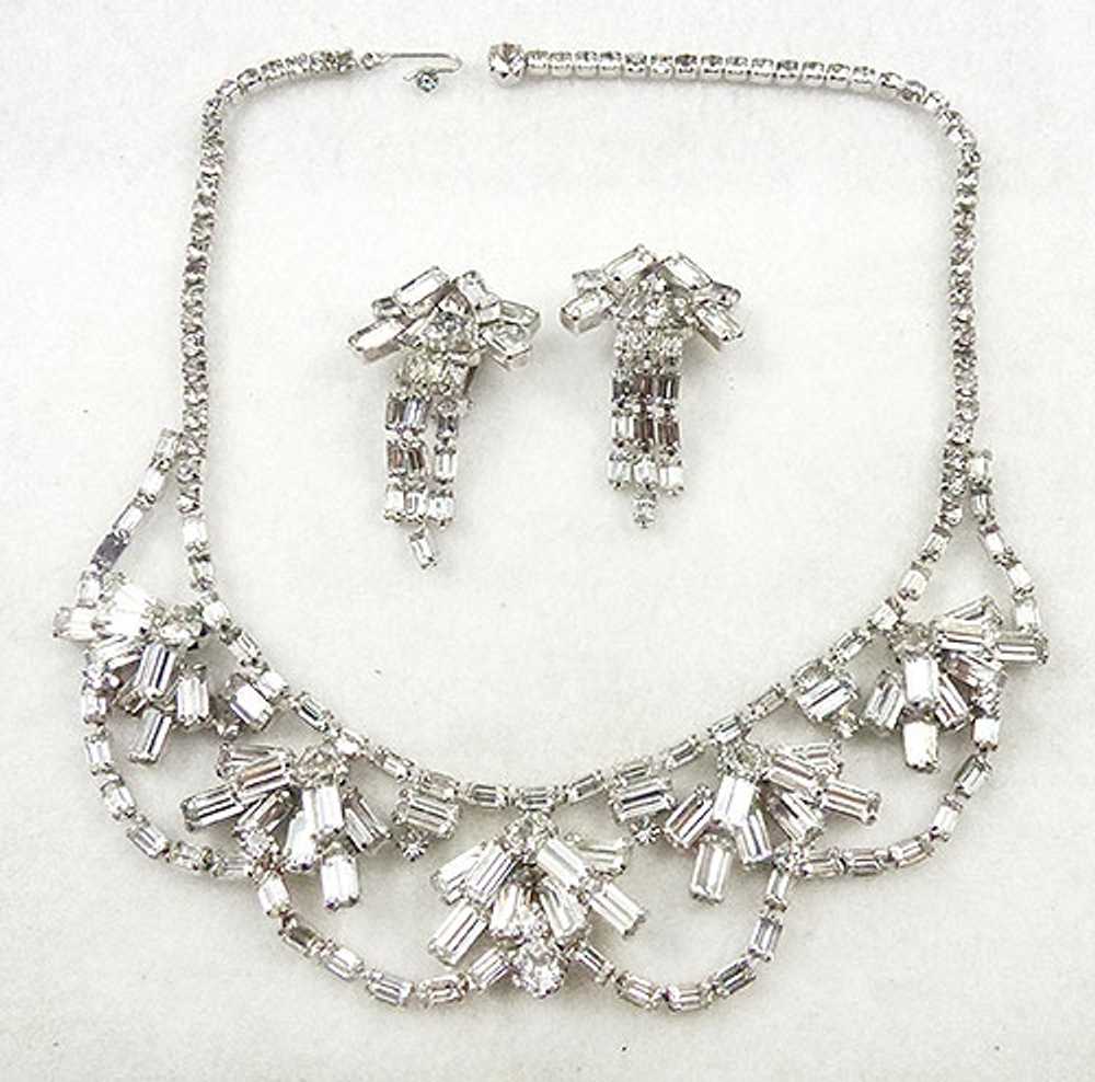 Joseph Wiesner Rhinestone Necklace Earrings Set - image 4