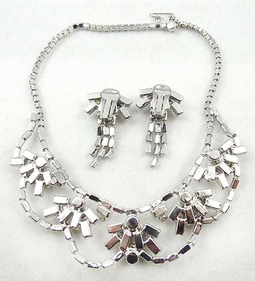 Joseph Wiesner Rhinestone Necklace Earrings Set - image 5