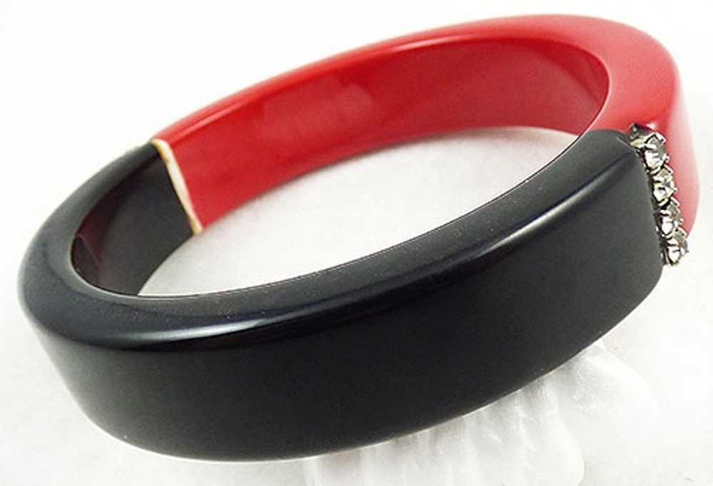 Red and Black Lucite Bangle Bracelet - image 1