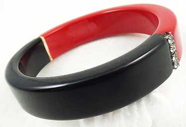 Red and Black Lucite Bangle Bracelet - image 1