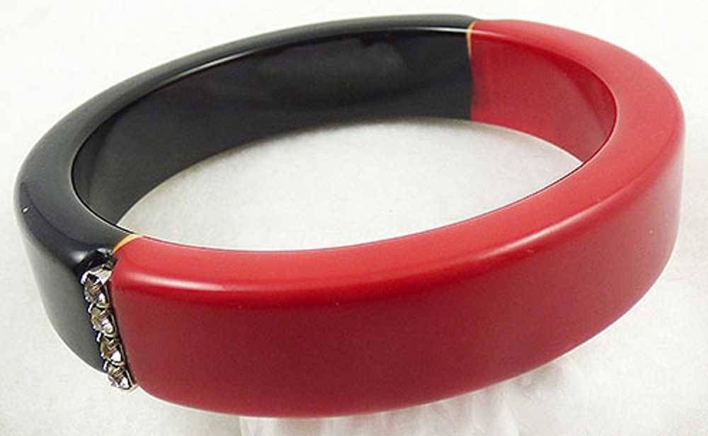 Red and Black Lucite Bangle Bracelet - image 2