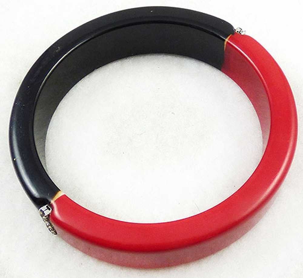 Red and Black Lucite Bangle Bracelet - image 3