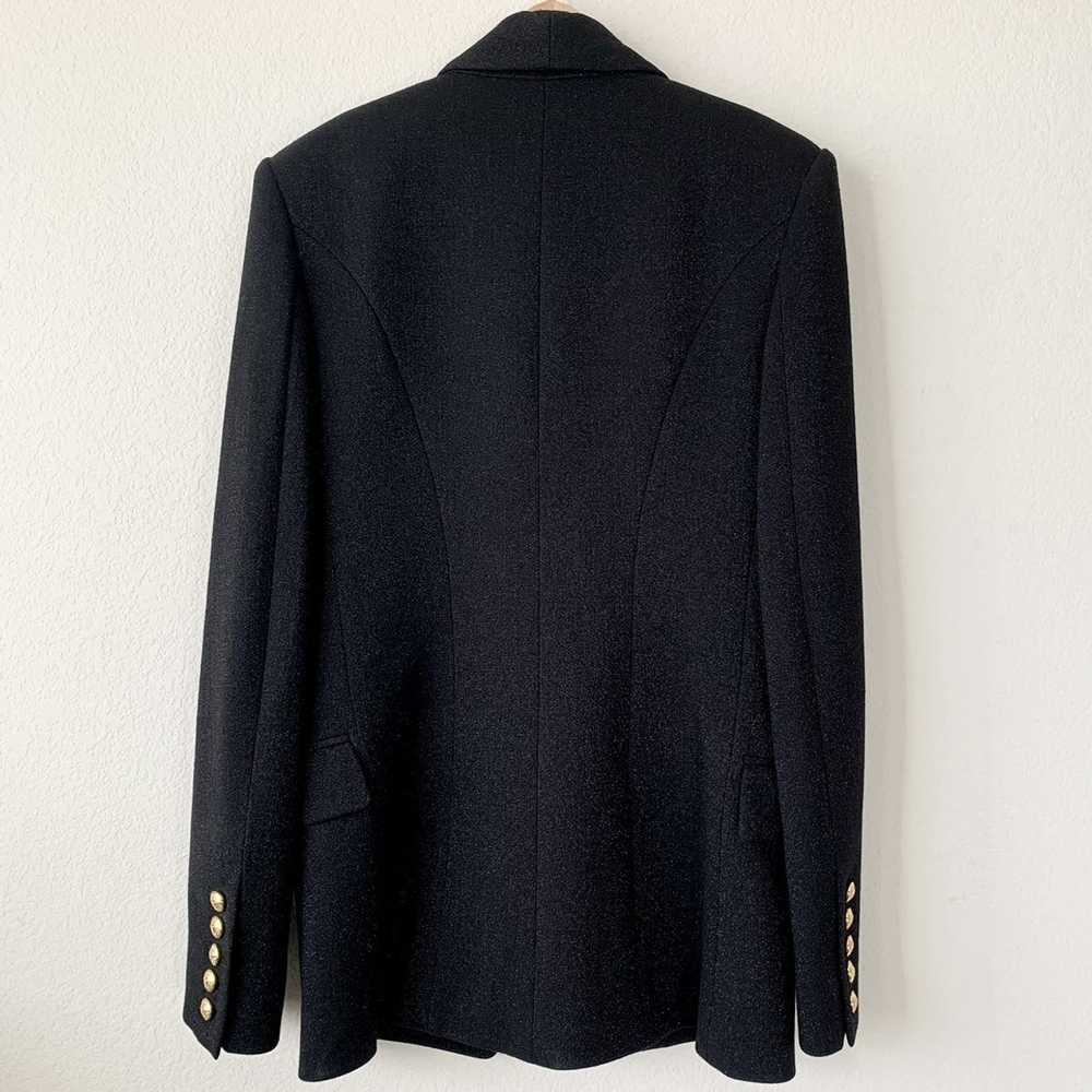 Balmain Black sparkle wool twill long blazer - image 5