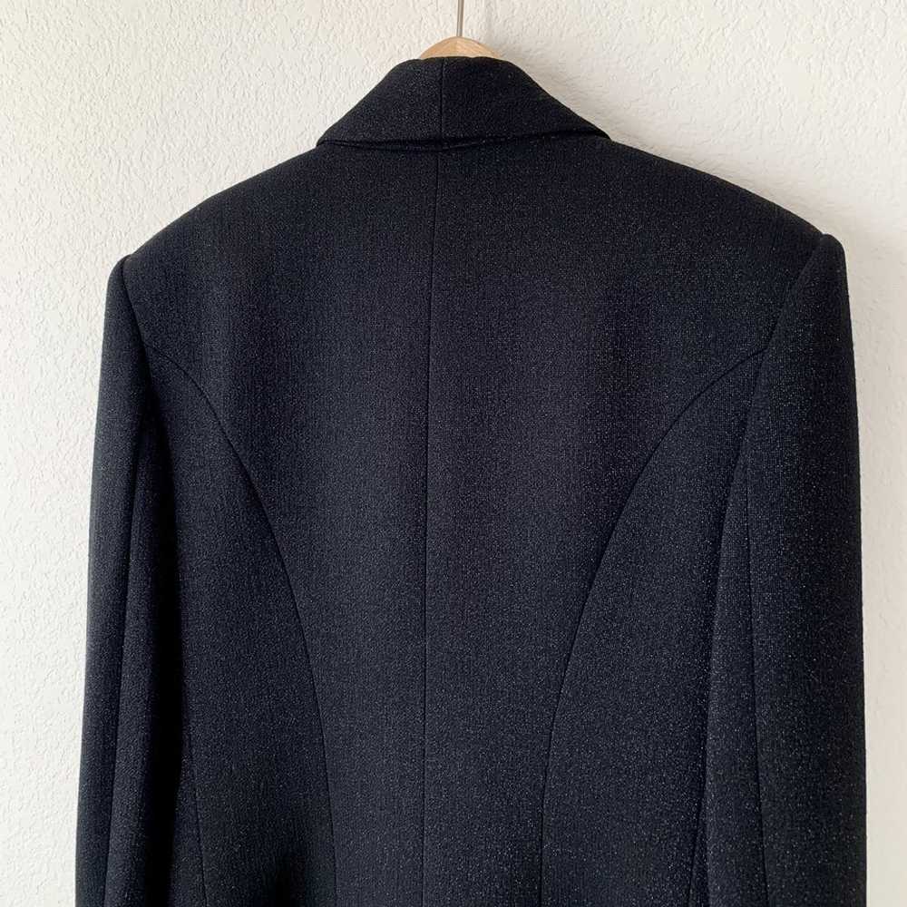 Balmain Black sparkle wool twill long blazer - image 6