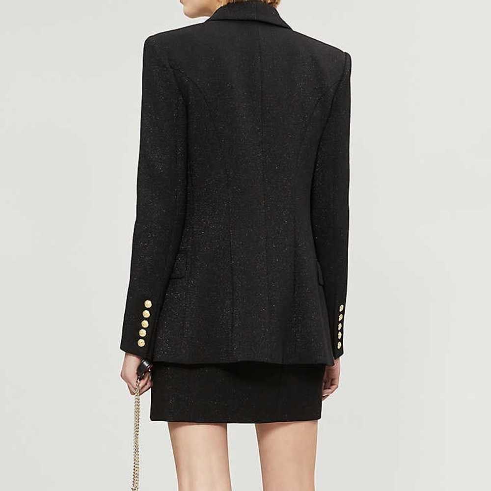 Balmain Black sparkle wool twill long blazer - image 8