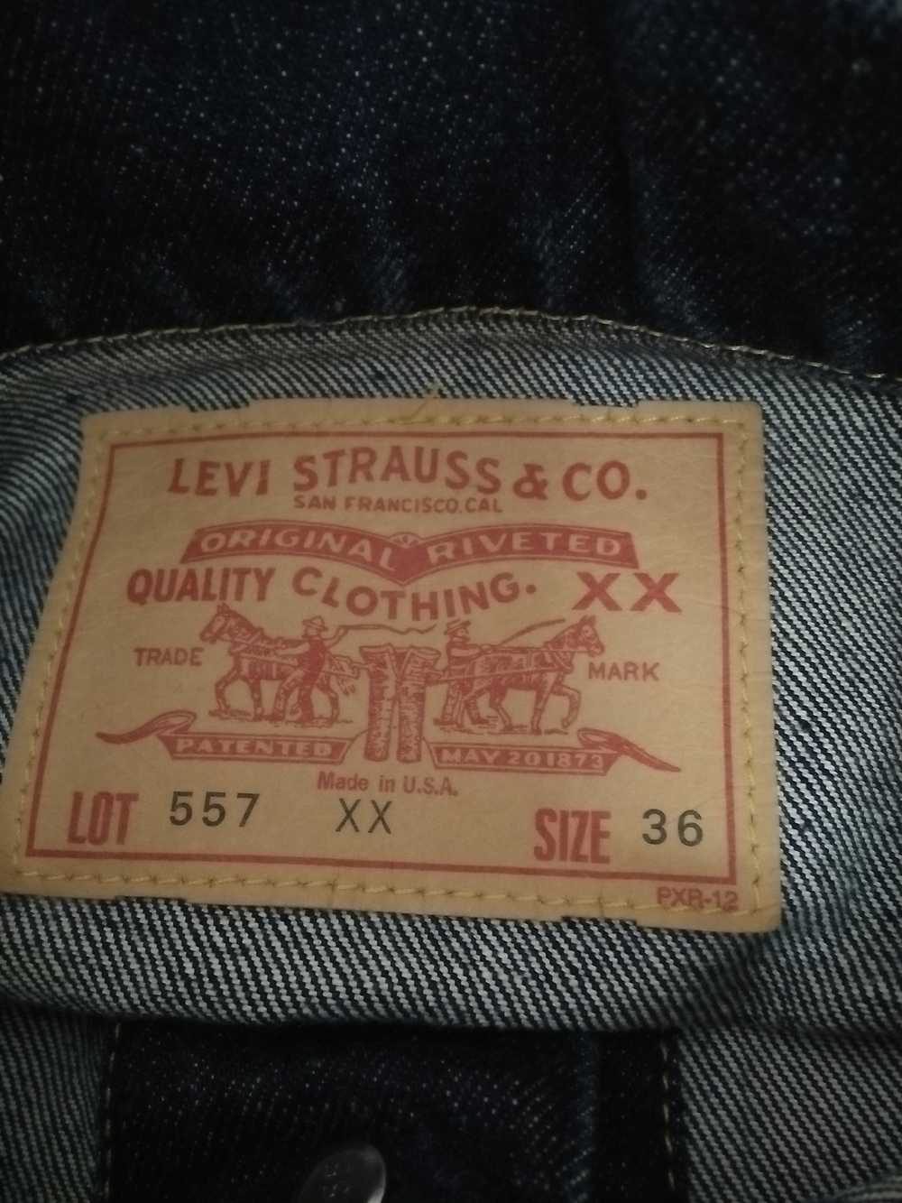 Levi's × Vintage 90s LEVIS 557XX BIG 'E' TRUCKER … - image 7