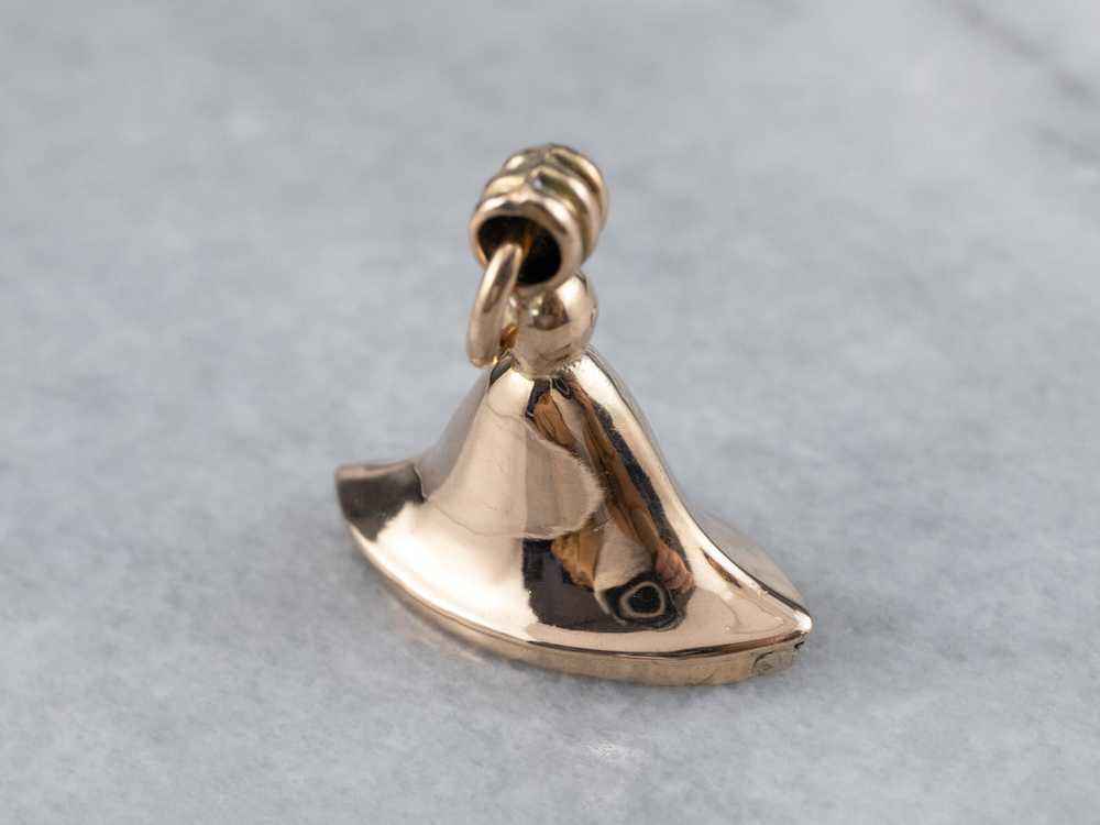 Antique Gold Bell Fob Charm - image 3