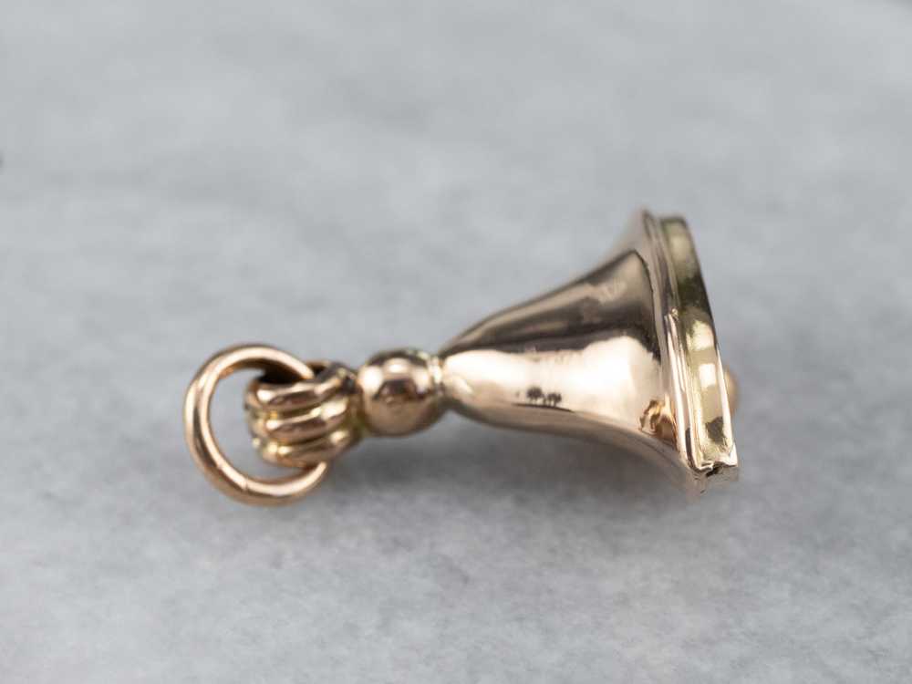Antique Gold Bell Fob Charm - image 4