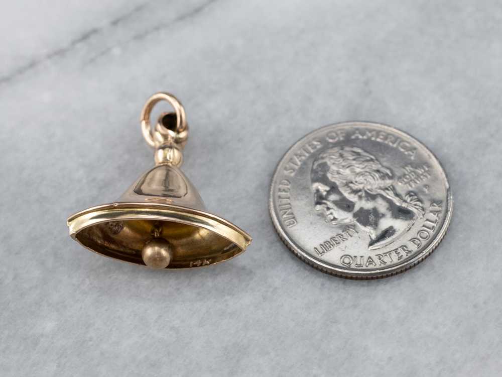 Antique Gold Bell Fob Charm - image 7