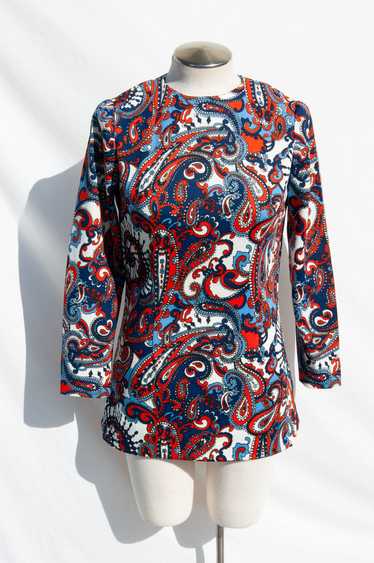 Vtg 70s Paisley Longsleeve Shirt Women's Blouse