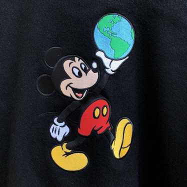 HOT VTG Men DISNEY MICKEY MOUSE EMBROIDERED VARSITY BLACK WOOL