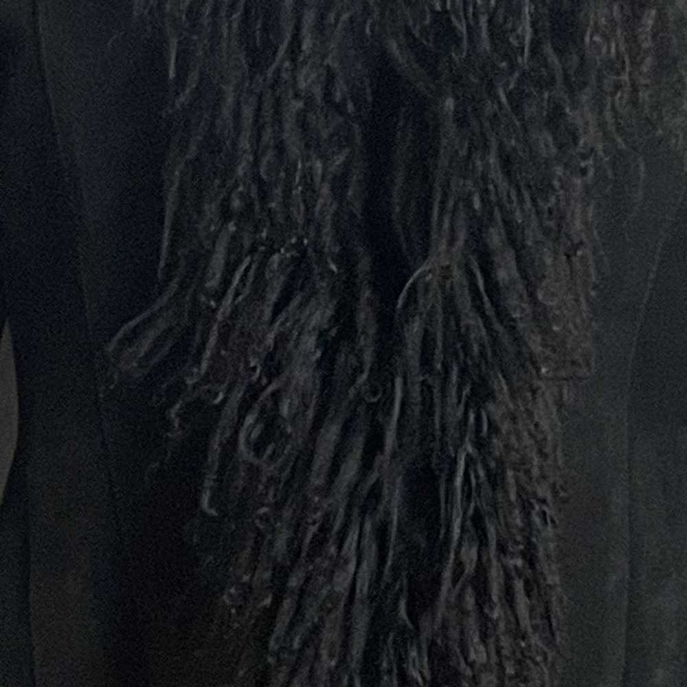 Other Vintage Black Suede Coat - Sheepskin Collar… - image 4