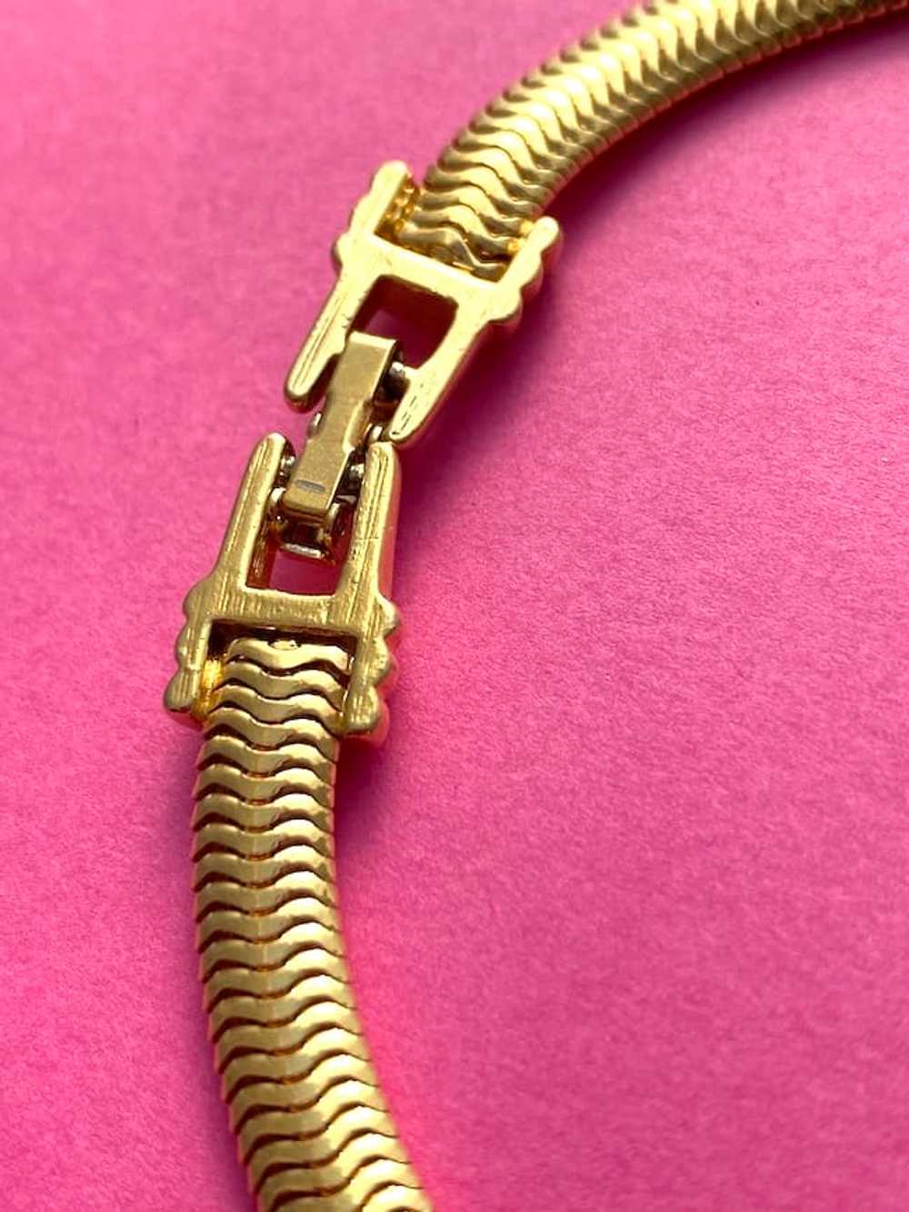 Chunky 80s vintage SAL Swarovski necklace in gold… - image 4