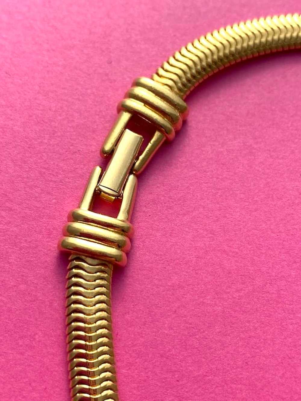 Chunky 80s vintage SAL Swarovski necklace in gold… - image 5