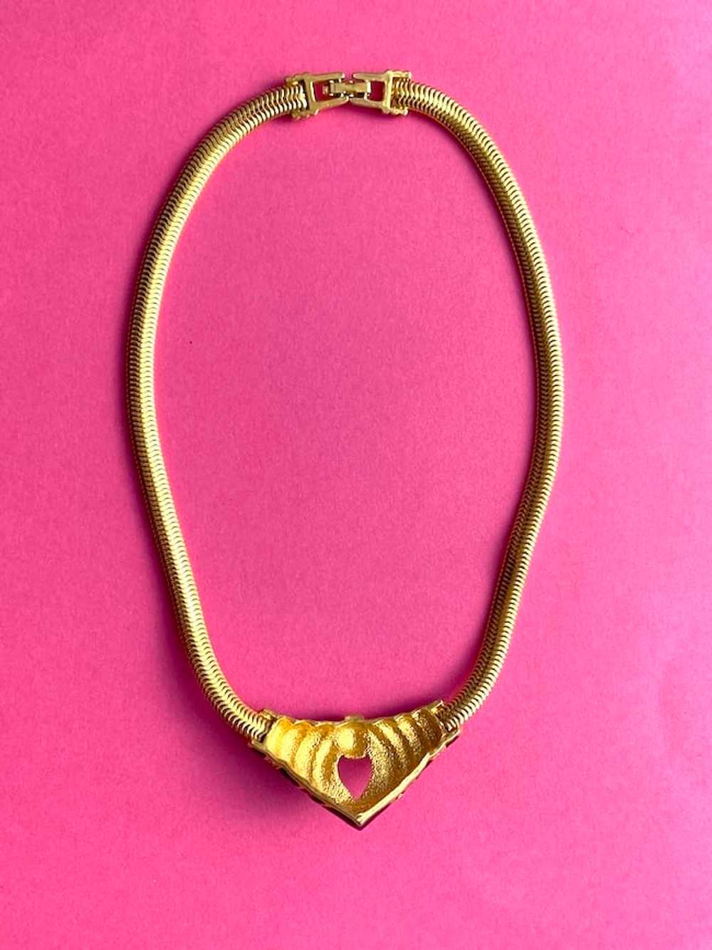 Chunky 80s vintage SAL Swarovski necklace in gold… - image 7