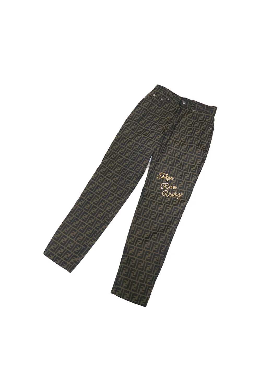 Fendi Logo Print Long Pants Zucca FF Pattern 28 I… - image 1