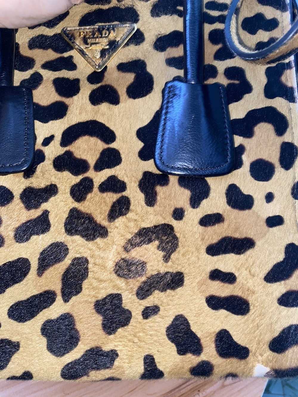 Prada Prada twin pocket horsehair leopard print b… - image 4