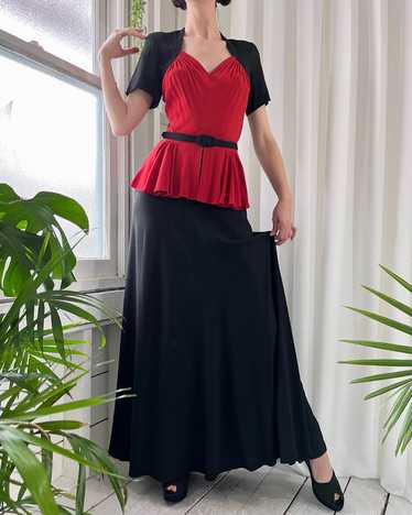 40s Colorblock Crepe Gown