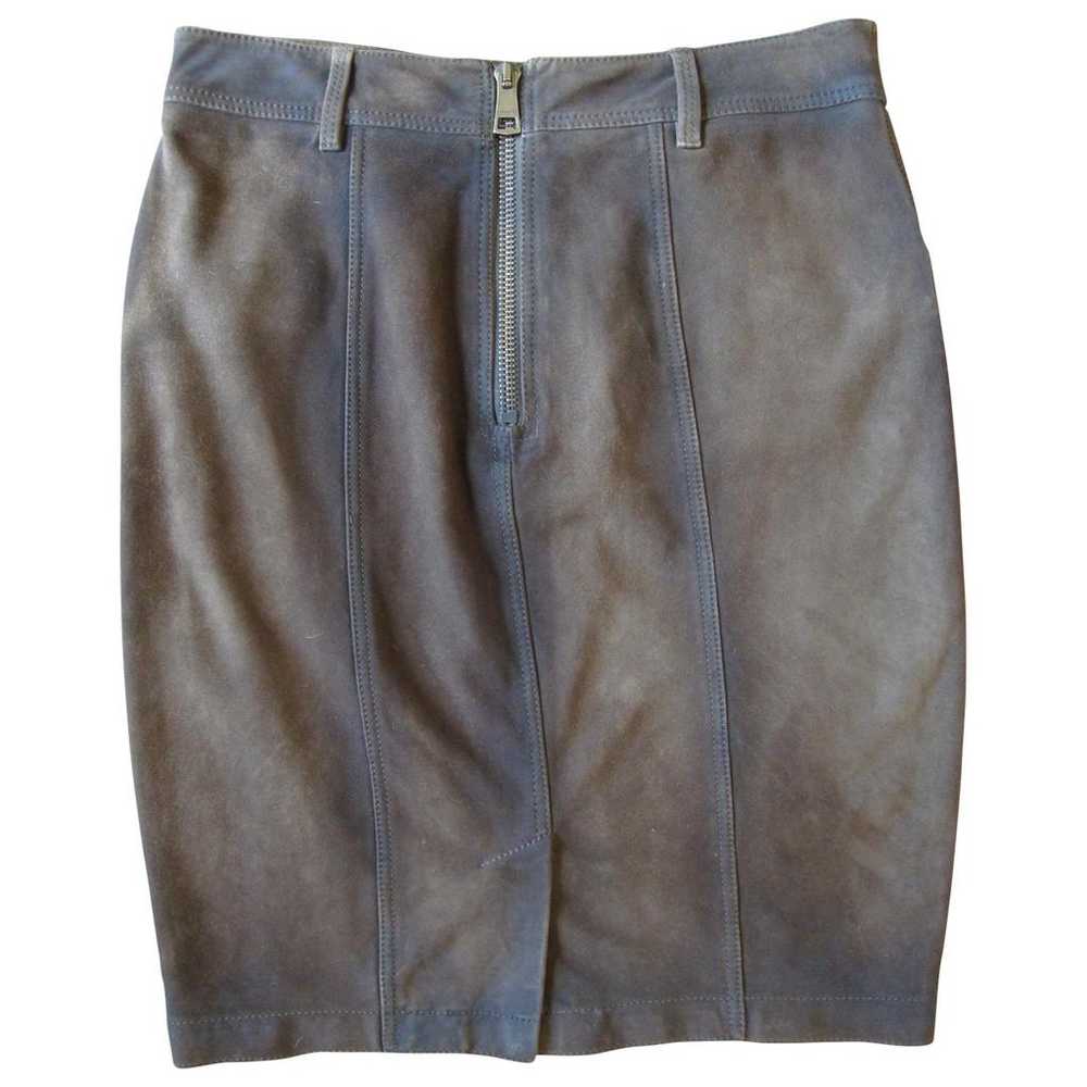 Burberry Leather mid-length skirt - image 2