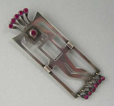 Oswaldo Guayasamin Modernist Sterling Brooch Pend… - image 1