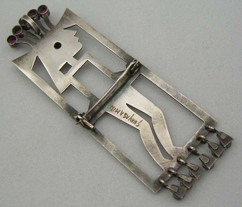 Oswaldo Guayasamin Modernist Sterling Brooch Pend… - image 3