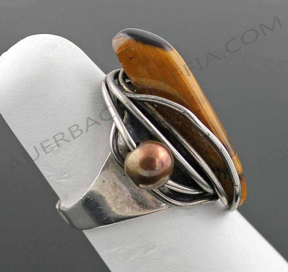 Rebajes Sterling Modernist Ring Tiger Eye - image 1