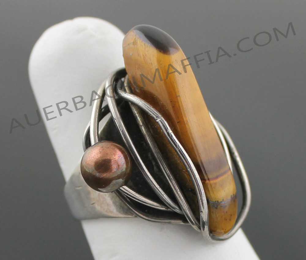 Rebajes Sterling Modernist Ring Tiger Eye - image 2