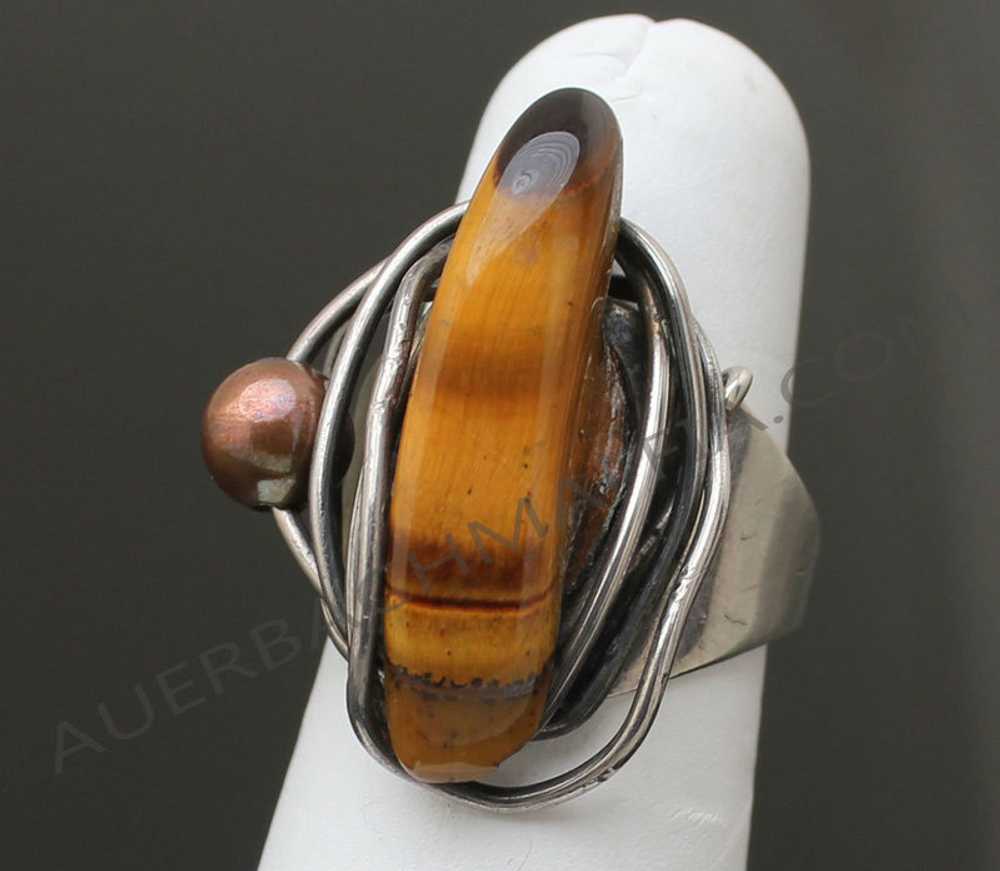 Rebajes Sterling Modernist Ring Tiger Eye - image 3