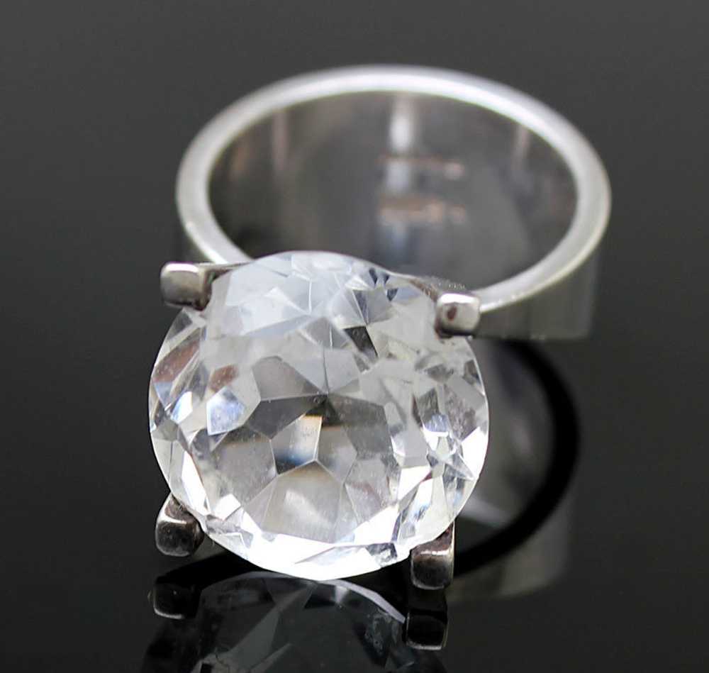 Uni David Andersen Sterling / Crystal Ring Norway… - image 2