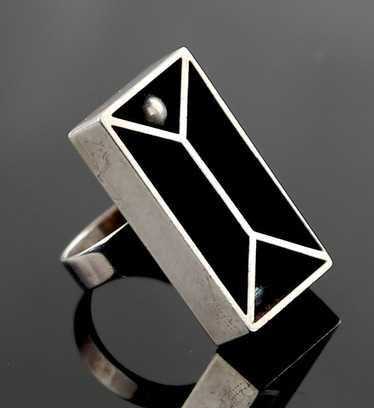 Swedish Modernist Sterling Shadow Box Ring - 1970'