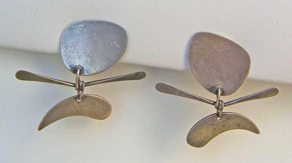 Ed Wiener Modernist Kinetic Sterling Earrings - image 1