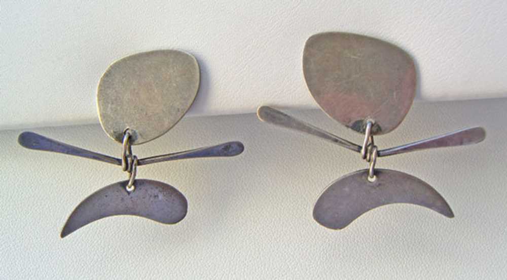 Ed Wiener Modernist Kinetic Sterling Earrings - image 5